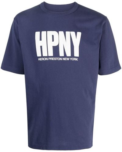 Heron Preston T-shirt en coton à logo imprimé - Bleu