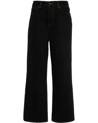 Wardrobe NYC Katoenen Jeans Met Wijde Pijpen En Logopatch - Zwart
