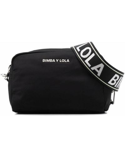 Bimba Y Lola Small Logo-plaque Shoulder Bag - Black