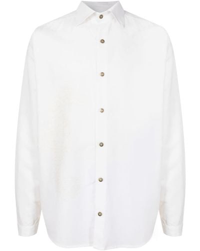 Amir Slama Pattern-jacquard Linen Blend Shirt - White
