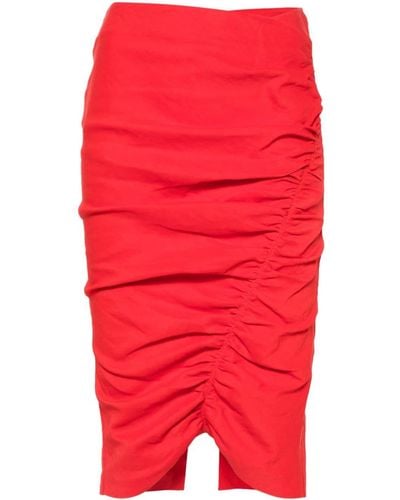 Pinko Ruffled Detail Pencil Skirt - Red