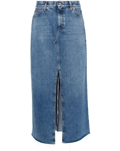 Gucci Horsebit-detail Denim Maxi Skirt - Blue