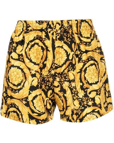 Versace Boxershorts aus Seide mit Barocco-Print - Gelb