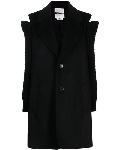 Noir Kei Ninomiya Cold-shoulder Single-breasted Coat - Black