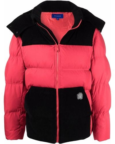 Adererror Colour-block Panelled Padded Jacket - Red