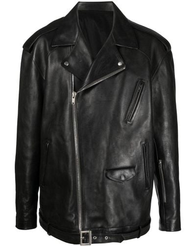 Rick Owens Luke Stooges Zip-up Leather Jacket - Black