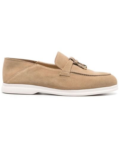 Doucal's Knot-detail Suede Loafers - Natural