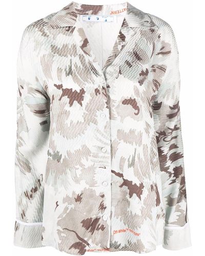 Off-White c/o Virgil Abloh Camisa con estampado floral abstracto - Gris