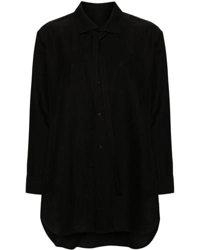 Yohji Yamamoto Classic-collar Cotton Blend Shirt - Black