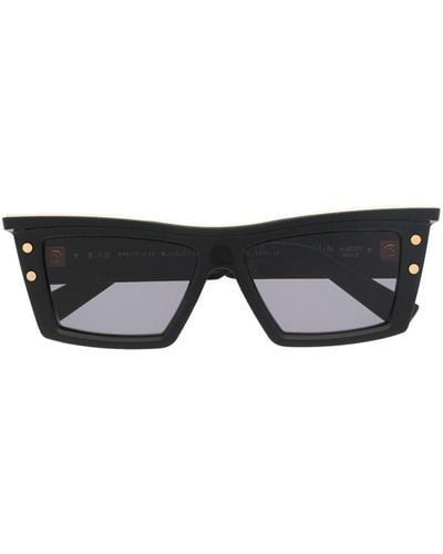 BALMAIN EYEWEAR Two-tone Geometric-frame Sunglasses - Black