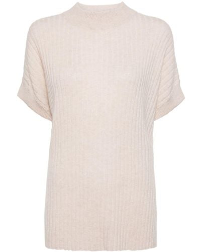 N.Peal Cashmere Ribbed-knit Organic Cashmere Poncho - Natural