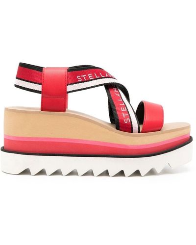 Stella McCartney Sneak-elyse Striped Platform Sandals - Pink