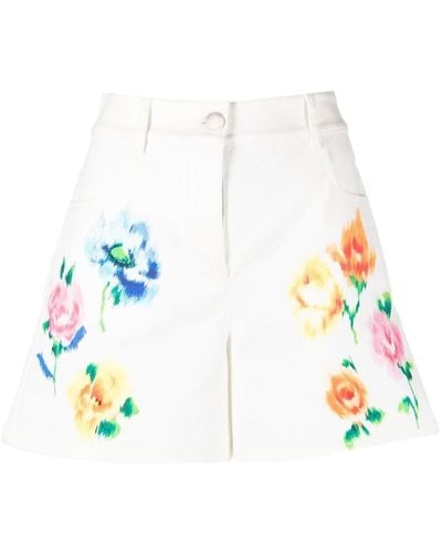 Boutique Moschino Jeans-Shorts mit Blumen-Print - Weiß