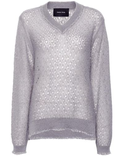 Simone Rocha Tinsel Pointelle-knit Sweater - Gray