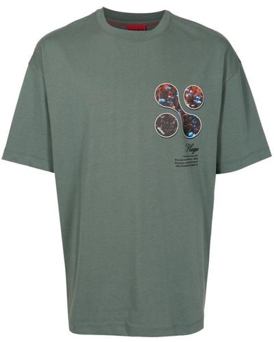 HUGO T-shirt en coton à imprimé graphique - Vert