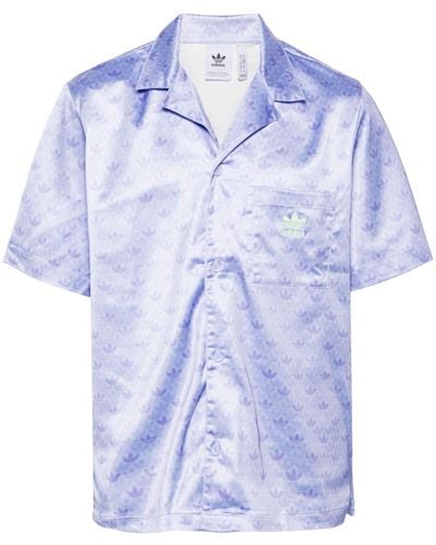adidas Hemd aus Satin mit Monogramm-Print - Blau
