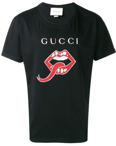 Gucci Mouth And Tongue Print T-shirt - Black