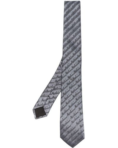 Moschino Cravate en soie à logo brodé - Blanc