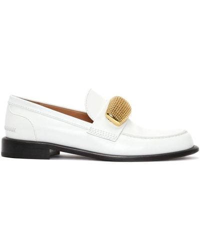JW Anderson Embellished Leather Loafers - White