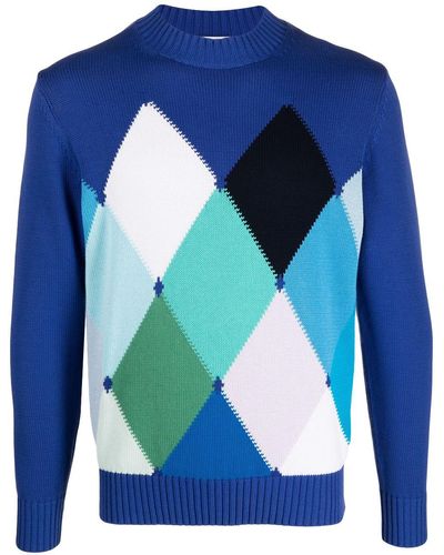 Ballantyne Intarsien-Pullover mit Rautenmuster - Blau