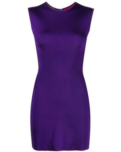 Hervé L. Leroux Knitted Mini Dress - Purple