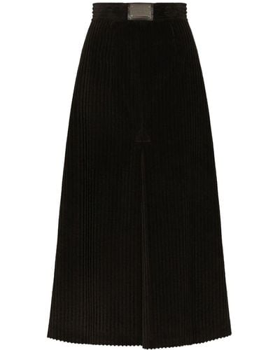 Dolce & Gabbana Falda con placa del logo y cintura alta - Negro