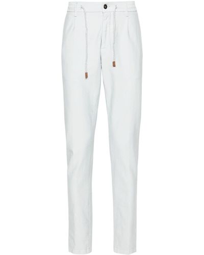 Eleventy Drawstring-waist Tapered Trousers - White