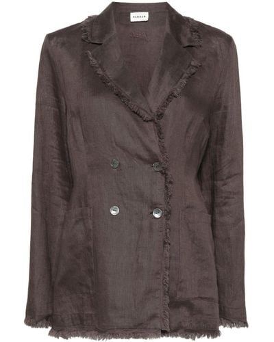 P.A.R.O.S.H. Double-breasted Linen Blazer - Brown