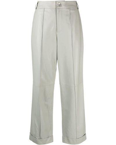 Aeron Pantalon en cuir à boutons sculptés - Blanc