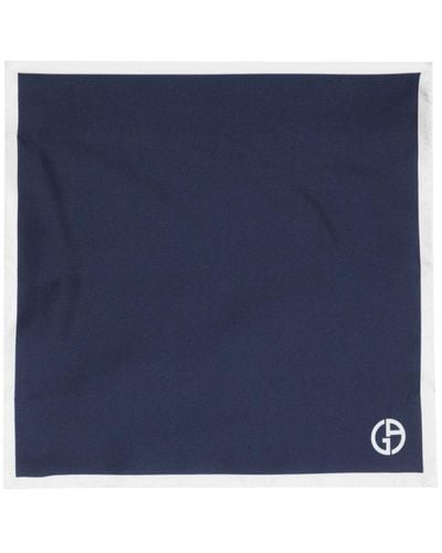 Giorgio Armani Logo-print silk handkerchief - Blau