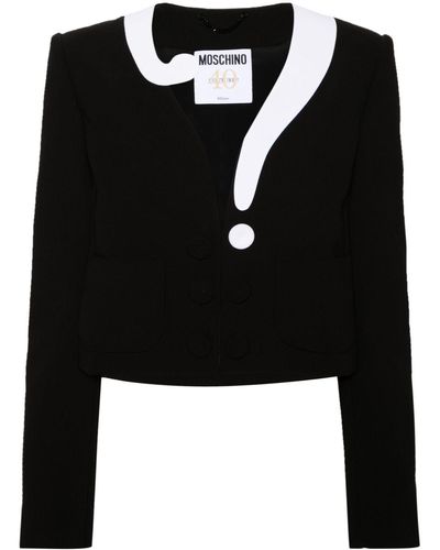 Moschino Asymmetric-neck Cropped Jacket - Black