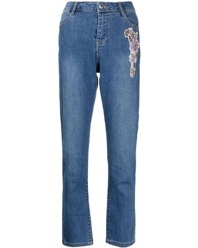 Twin Set Jeans dritti con ricamo - Blu