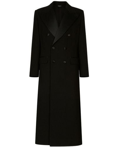 Dolce & Gabbana Double-Breasted Stretch Wool Crepe Coat - Black