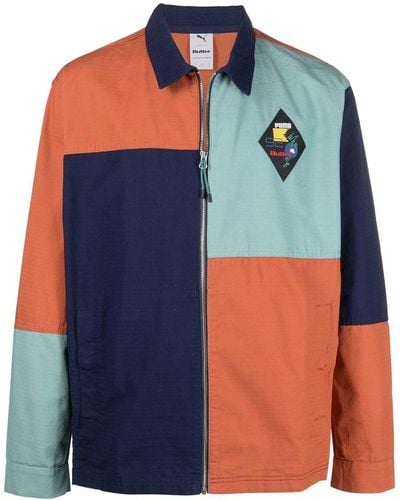 PUMA Colour-block Zipped Shirt Jacket - Blue