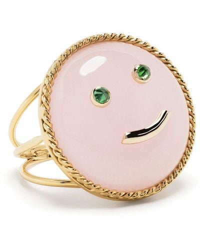 Kamushki 18kt Yellow Gold Happy Rose Quartz Ring - Pink