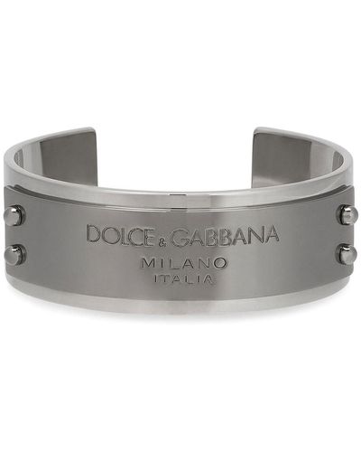 Dolce & Gabbana Bracelet rigide à logo Dolce&Gabbana - Gris