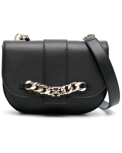 Tommy Hilfiger Luxe Chain-link Leather Crossbody Bag - Black