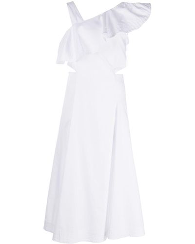 Veronica Beard Ruffled Cut-out Dress - White