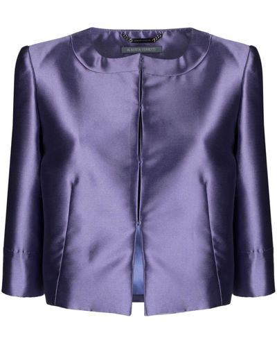 Alberta Ferretti Hook-fastening Cropped Blazer - Purple