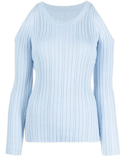 Anna Quan Ribbed-knit Cut-out Top - Blue