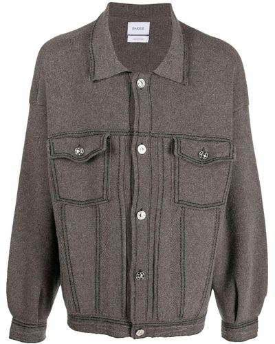 Barrie Contrast-stitching Denim-effect Shirt Jacket - Grey
