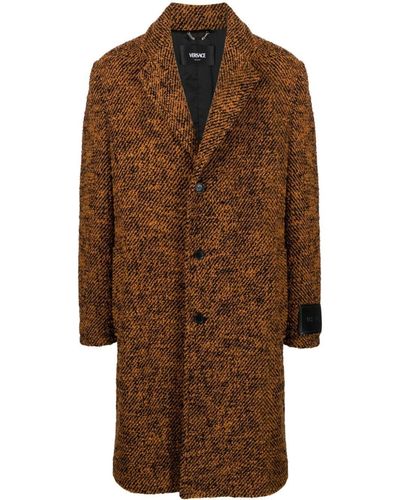 Versace Bouclé-construction Double-breasted Coat - Bruin