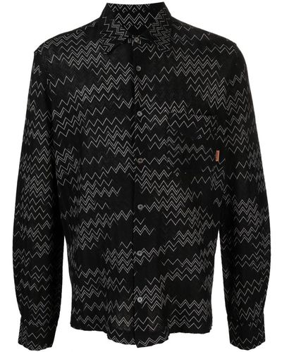 Missoni Zigzag-print Long-sleeves Shirt - Black