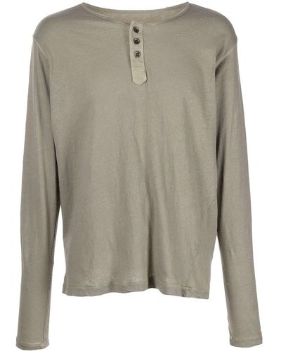 Greg Lauren Long-sleeve Henley T-shirt - Gray