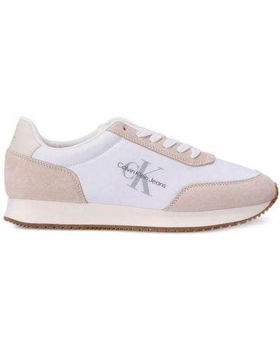 Calvin Klein Logo-print Panelled Suede Trainers - White