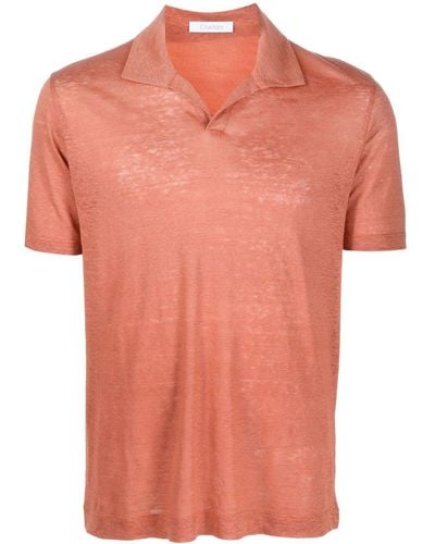 Cruciani Short-sleeved Linen Polo Shirt - Orange