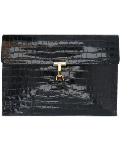 Tom Ford Crocodile-embossed Clutch Bag - Black