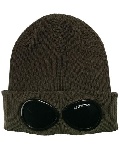 C.P. Company Goggles-detail Ribbed Beanie - Green