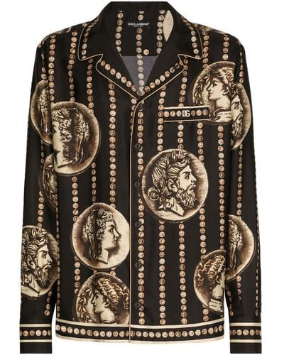 Dolce & Gabbana Camisa con monedas estampadas - Negro