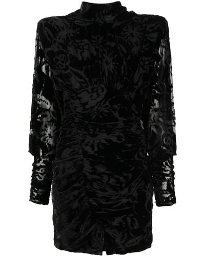 IRO Robe courte Narivo à fleurs en jacquard - Noir